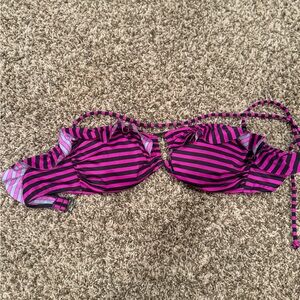 Victoria's Secret Pink and Black Striped Bikini Top